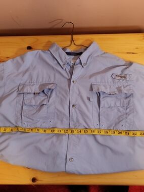 Columbia Bahama  Light Blue Short-Sleeve Fishing Shirt w Dual Chest Pockets, XL